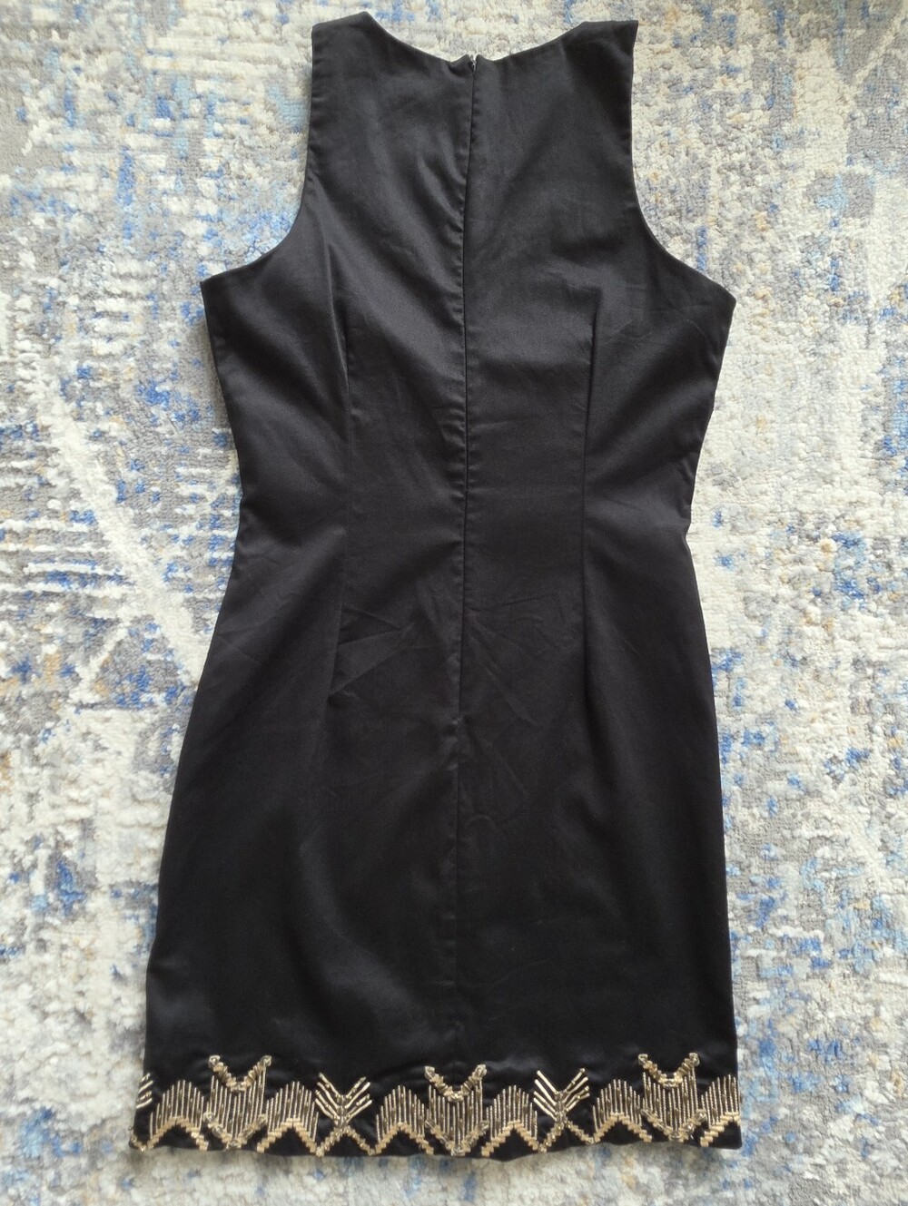 le chateau Black Sheath Dress with Gold Beaded Neckline - Picture 5 of 12